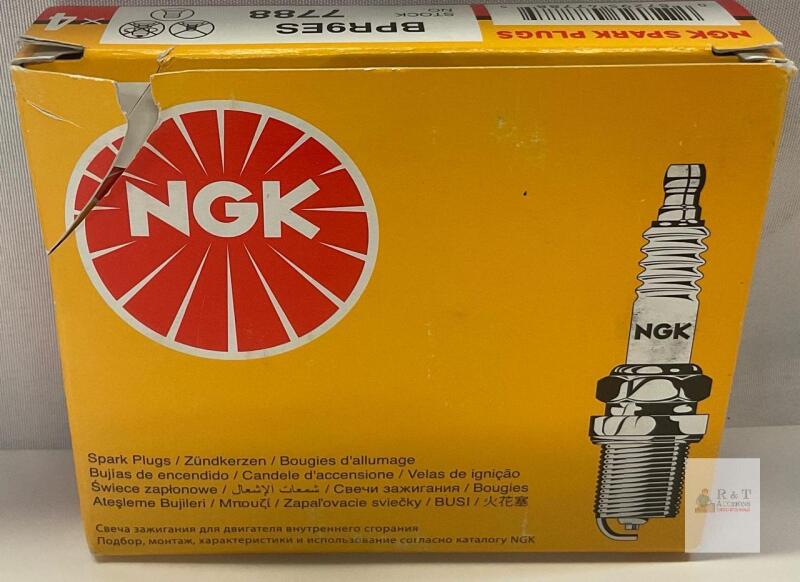 NGK BPR9ES 7788 Spark Plugs, 14mm Thread, 13/16" Hex, Heat Range 9, Qty 4, Solid Terminal