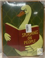 InSimSea Framed Wall Art Print SL1877 16"x12" Splashing On People Swan, Oak-Finish Frame