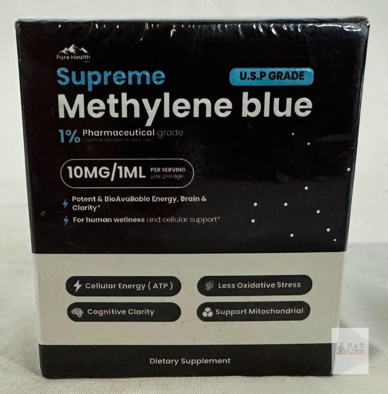 Pure Health Supreme Methylene Blue Liquid Solution 1% USP Grade 10mg/mL, 30 mL Bottle