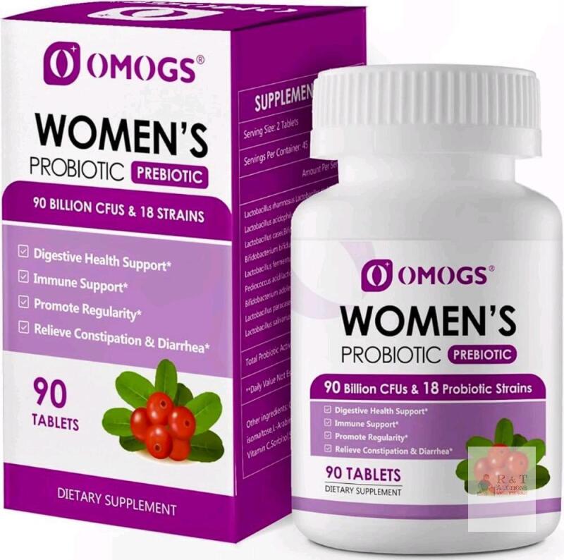 NEW OMOGS Women's Probiotic with Cranberry Extract, Organic Prebiotics & Vitamin C, 90 Billion CFUs, 18 Strains, Help for Boost Immune, Digestive, Gut Health & Women's Health, Gluten & Soy Free, 90 Tablets
