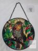 NEW 2D Stained Glass-Style Round Suncatcher 8" Bird & Berries Design with Hanging Chain and Hook Included