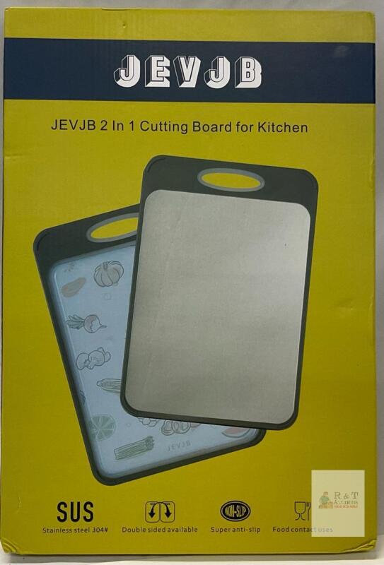 JEVJB 2-in-1 Stainless Steel & PP Double-Sided Anti-Slip Kitchen Cutting Board 15"x10"