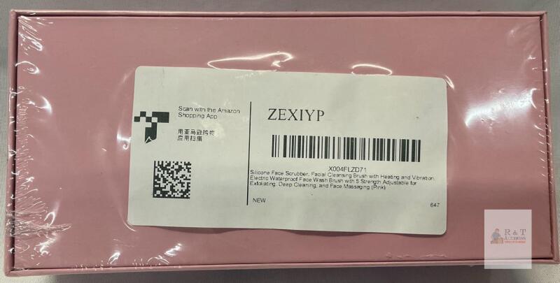 ZEXIYP Pink Electric Silicone Facial Cleansing Brush, Heating & Vibration, 5 Levels, Waterproof