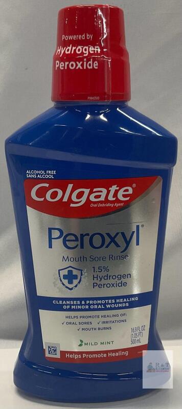 Colgate Peroxyl Mouth Sore Rinse 16.9 fl oz, 1.5% Hydrogen Peroxide, Mild Mint, Alcohol Free, Sealed