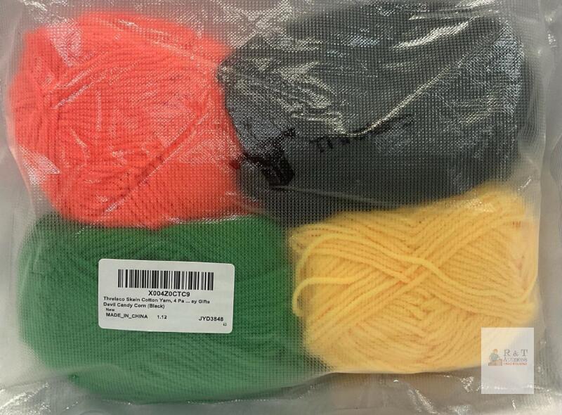 Threlaco 4-Pack Cotton Yarn Skeins &ndash; Devil Candy Corn Colors, 1.12 lbs, Black/Green/Yellow/Orange