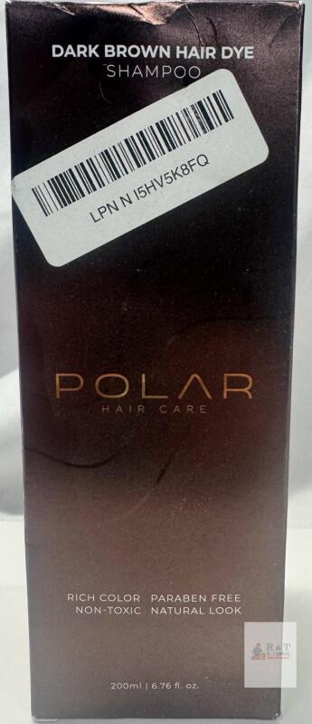 POLAR Dark Brown Hair Dye Shampoo 200ml, Paraben Free, Rich Color, Non-Toxic Formula
