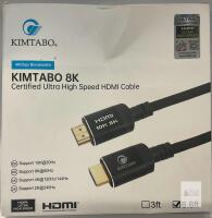 KIMTABO 8K Ultra High Speed HDMI 2.1 Cable, 6.6ft, 48Gbps, 10K@30Hz, Certified, U0080420803D86A