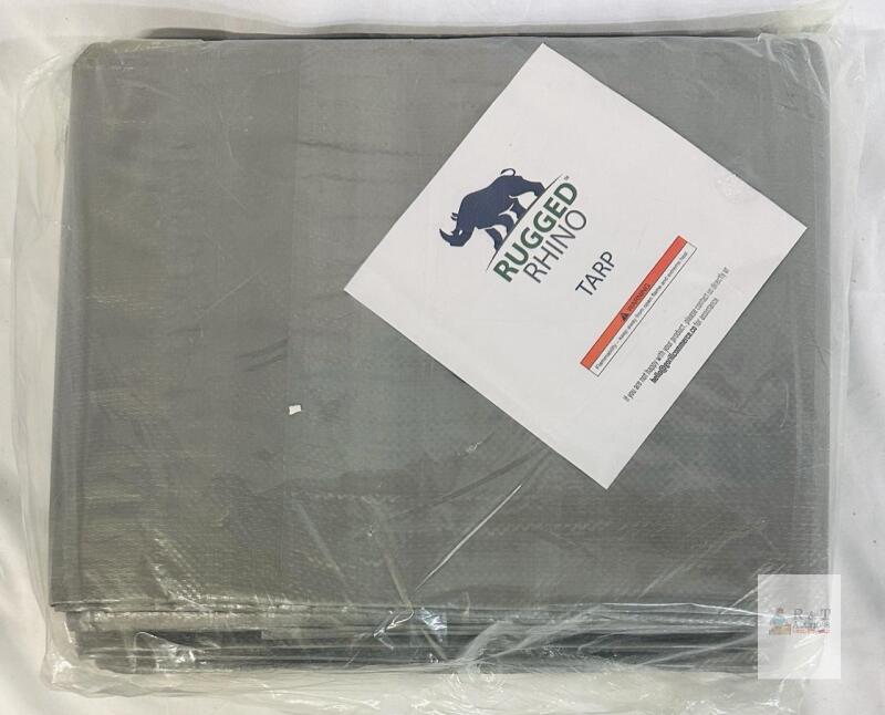2 NEW! Rugged Rhino 15x15 ft Silver Poly Tarp 2-Pack, Waterproof, Heavy Duty, UPC 840316706094