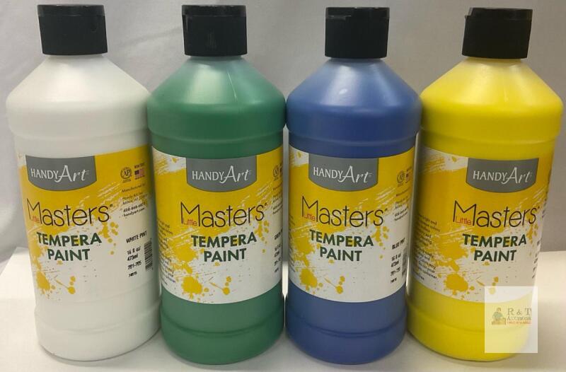 Handy Art Little Masters Tempera Paint Set, 16 fl oz Bottles, White/Green/Blue/Yellow, Non-Toxic