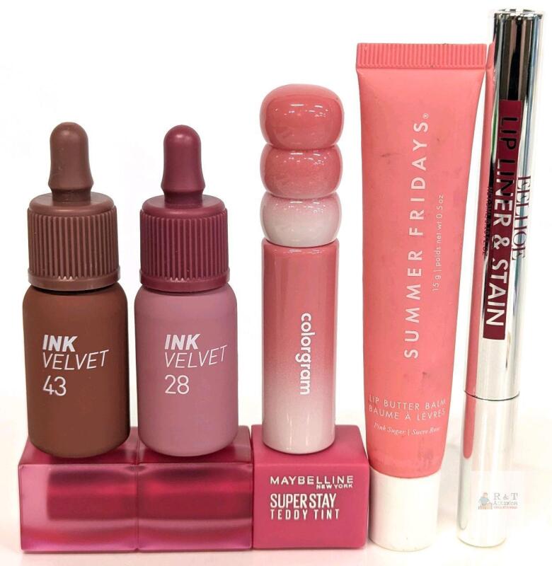 Assorted Lip Tints & Balms: Peripera Ink Velvet, Maybelline, Colorgram, Summer Fridays, Mentholatum Note: Online returns. Volumes may be lower than listed