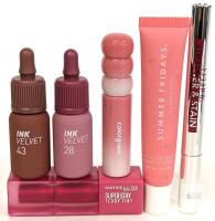 Assorted Lip Tints & Balms: Peripera Ink Velvet, Maybelline, Colorgram, Summer Fridays, Mentholatum Note: Online returns. Volumes may be lower than listed