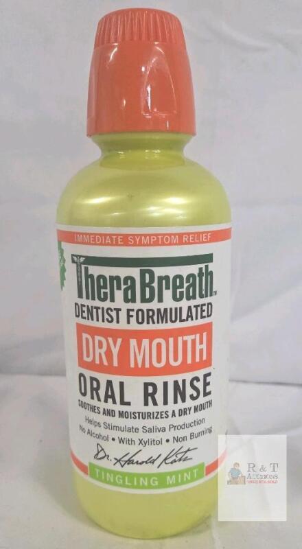 TheraBreath Dentist Formulated Dry Mouth Oral Rinse, 16 fl oz, Tingling Mint, Alcohol-Free