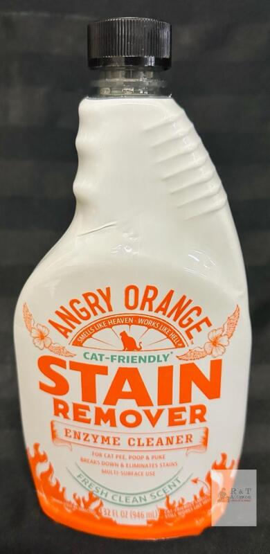 Angry Orange 32oz Cat-Friendly Enzyme Cleaner Stain Remover, Fresh Clean Scent, USA Made