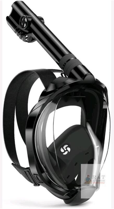 NEW WSTOO Full Face Snorkel Mask, 180&deg; View, Dry Top Breathing, Anti-Fog, Camera Mount, Black
