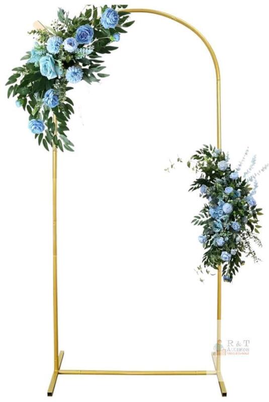 ADDSSFUBAO Metal Arch Backdrop Stand Gold 7.2ft x 3.94ft Steel Frame, Wedding Balloon Decoration