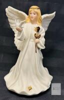 Porcelain Angel Music Box 7.5" &mdash; Wind Beneath My Wings, Remembrance, Gold Details, Barcode 32401