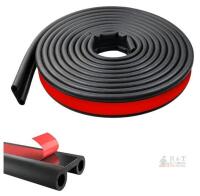 16.4 ft EPDM Rubber Truck Topper Cap & Tonneau Cover Seal Strip, Dual Bulb, Self-Adhesive, Black