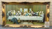 Large Framed "The Last Supper" Wall Art, 25x45 in, Ornate Gold Frame, Signed Zalatari