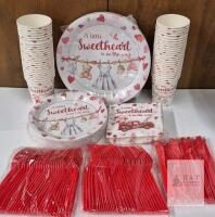 New Potchen 50 Set "A little Sweetheart is on the way" Paper Plates kit