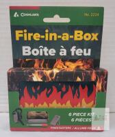 Coghlan&rsquo;s Fire-in-a-Box No. 2224, Emergency 6 Piece Fire Starter Kit, Magnesium Flint, Bellows