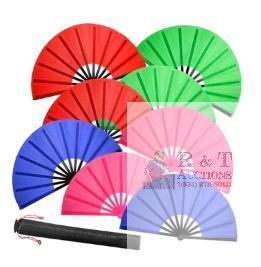 New ATTRACME 8 PCS Large Folding Fans Set for Line Dance & Popping, Boots on The Ground Hand Fans with Fan Sleeves, Chinese Kung Fu Fan for Line Dancing for Men Women - Royal Blue, Rose Red, Green, Red