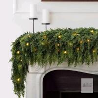New 2PCS 9FT Pre-lit Christmas Cedar Garland with 100 Lights, Full 240 Pine Branches