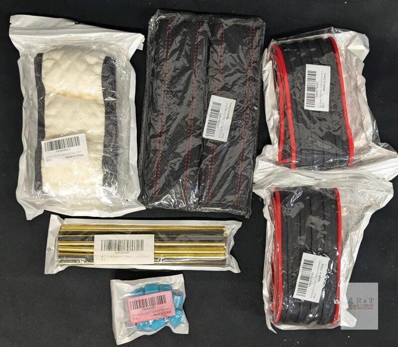 New Car Accessories : Steering Wheel Cover, Rear Bumper Guard, Seat Belt Covers, Vent Decorative Strips, Valve Caps