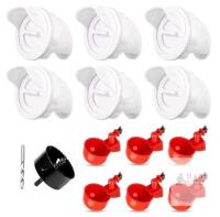 New - Chicken Feeder Waterproof and Chicken Waterer Cup, 6pcs No Waste Chicken Feeder for Buckets,Barrels,Bins, and 6pcs Chicken Water Cups for Chickens, Birds, Turkeys etc