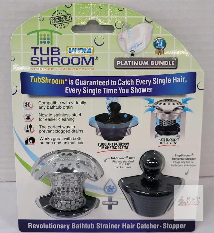NEW TubShroom Ultra Platinum Bundle, Stainless Steel Hair Catcher & Universal Stopper, Fits 1.25&ndash;2.0" Drains