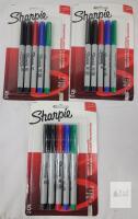 Sharpie Ultra Fine Point Permanent Marker 3-Pack Assorted Colors, Model 37675WC, 0.2 mm Tip