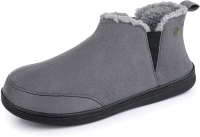 New HomeTop Men's Soft Suede House Shoes: Dark Grey (Size 10)