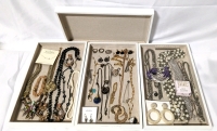 Assorted Unsorted Jewelry & Craft Jewelry with 4 Table Display Trays.