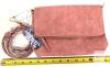 New Gladdon Vegan Leather Fold-Over Crossbody Purse With Goldtone Hardware in Carmine - 3