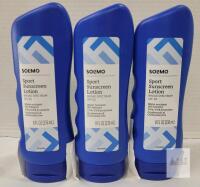 Solimo Sport Sunscreen Lotion SPF 50, 8 fl oz (3-Pack), Water Resistant, Exp 2026, Oxybenzone-Free