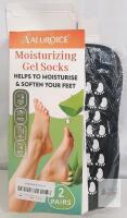ALUROICE Moisturizing Gel Socks, 2 Pairs, Black, Hypo-Allergenic, Washable, Home Foot Care
