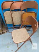 4 Metal Folding Chairs, Brown, Padded Vinyl Seat, Steel Frame, 37" H, Set of 3