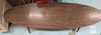 Mid-Century Oval Coffee Table, 59in x 22in, Woodgrain Finish, Tapered Legs