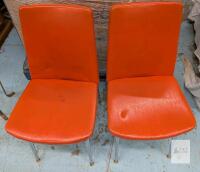 Monarch Chrome Mid-century Orange Vinyl Dining Chairs, Pair, 32" Tall, Toronto Handmade