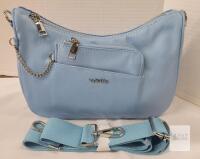 NEW Vulkitty Light Blue Nylon Shoulder Crossbody Bag with Chain, Coin Purse & Adjustable Strap