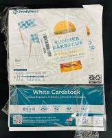 PrintWorks White Cardstock 8.5x11" 67 lb Vellum 250 Sheets, 92 Bright, Acid-Free, Inkjet/Laser USA