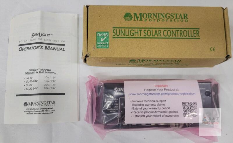 NEW Morningstar SunLight SL-20 Solar Lighting Controller 12V 20A PWM with Manual and Original Box