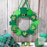 NEW St. Patrick's Day Wreath&mdash;Shamrock, Leprechaun Hat, Glitter Accents, 11.5" MDF, Green Plaid