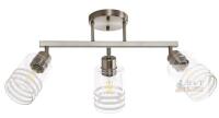 NEW KMXNYW 3-Light Brushed Nickel Ceiling Track Fixture, Clear Glass Shades, Adjustable Heads