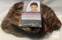Synthetic Full Wig, Light Brown with Blond Highlights, Wavy, Weaving Cap, Model JY37037