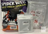 Spider Webs 1500 Sq Ft Party Decor, "Don't Stop Learning" Wallet, Symbol Dice Lot