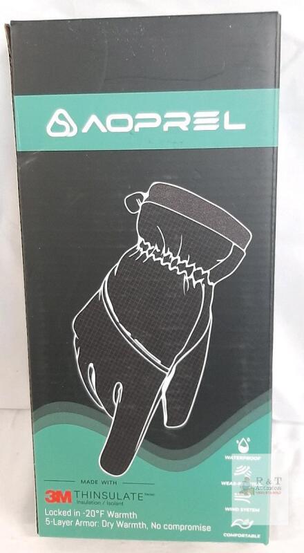 Aoprel Winter Gloves 3M Thinsulate Waterproof Windproof 5-Layer Insulated, Black, Large