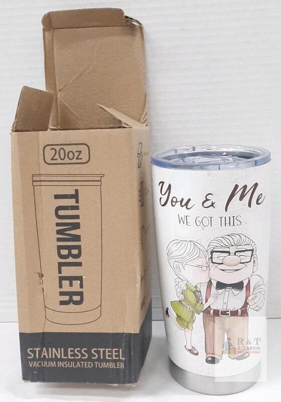 20oz Stainless Steel Vacuum Insulated Tumbler, Double Wall, Romantic Cartoon Design, Splash Proof Lid