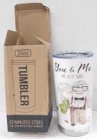 20oz Stainless Steel Vacuum Insulated Tumbler, Double Wall, Romantic Cartoon Design, Splash Proof Lid