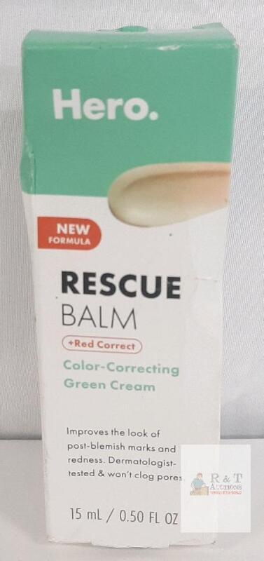 Hero Rescue Balm +Red Correct, Color-Correcting Green Cream, 0.50 fl oz, New Formula