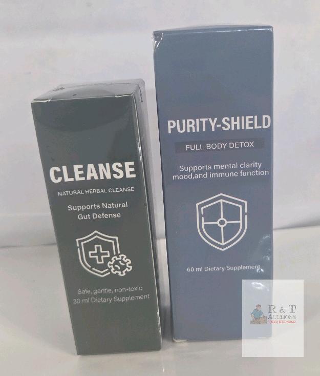 Cleanse & Purity-Shield Detox Supplement Pack, Herbal Drops 30ml, Zeolite Spray 60ml, Sealed Boxes